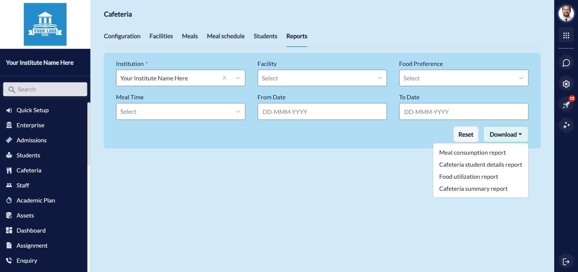 Detailed Cafeteria View
